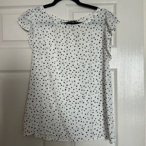 LOFT Black & White Polka-Dot Blouse